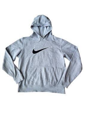 Vintage Y2K Nike Center Swoosh Logo Hoodie Medium Gray Pullover